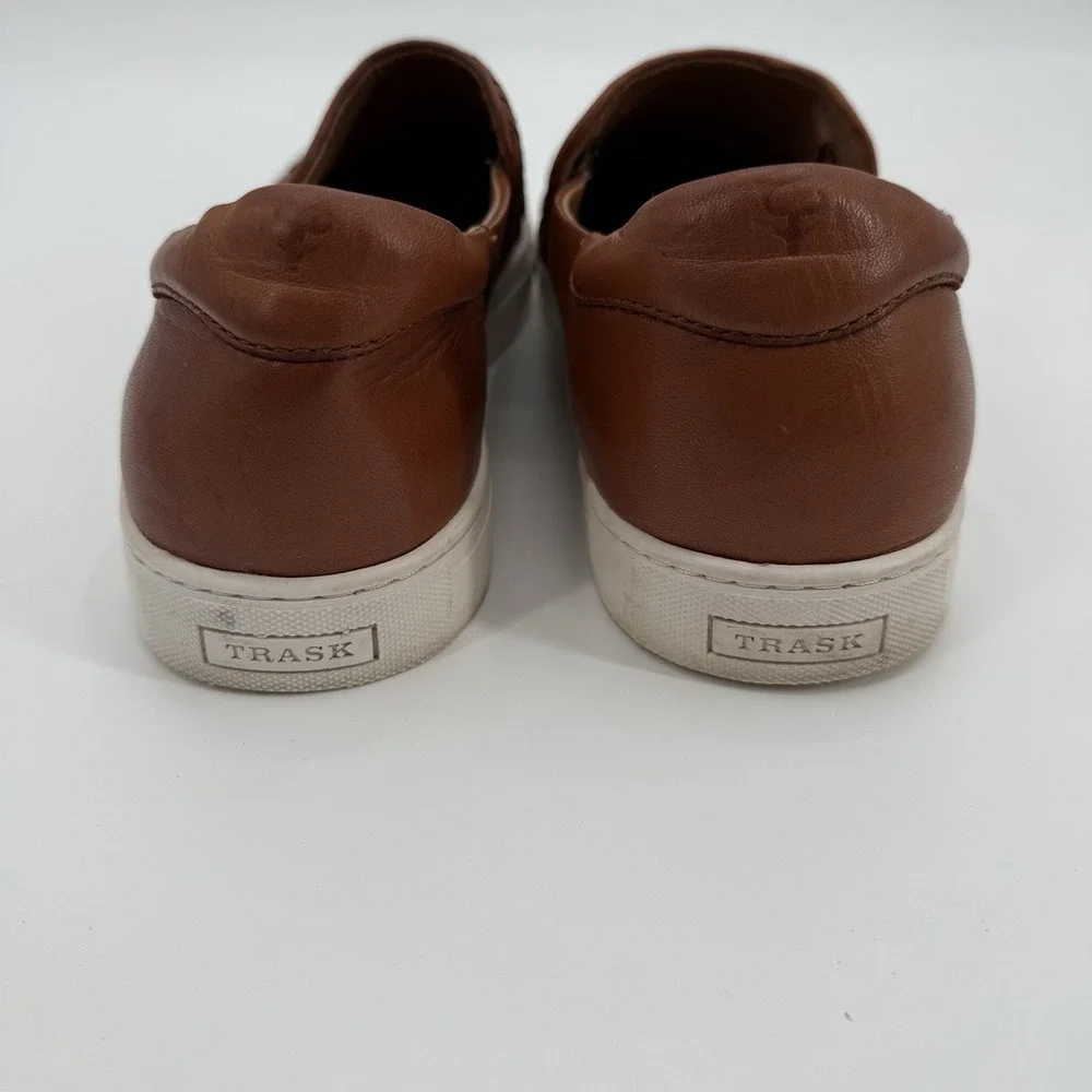 H.S. Trask Woven Calfskin Brown Leather Slip On Sneakers Mens Shoes Size‎ 13 M